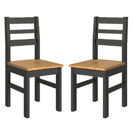 Consett Black And Oak Wooden Dining Chairs In Pair