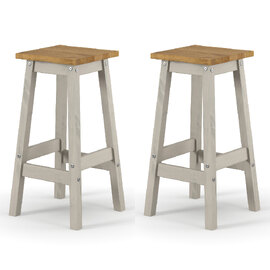 Consett Grey And Oak Wooden Bar Stools In Pair