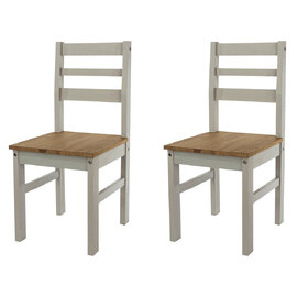 Consett Grey Oak Wooden Dining Chairs In Pair