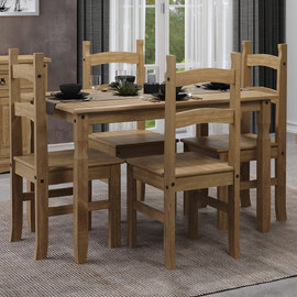 Consett Large Wooden Dining Table With 4 Chairs In Oak