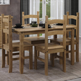 Consett Small Wooden Dining Table With 4 Chairs In Oak