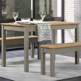 Consett Small Wooden Rectangular Dining Table In Grey Oak