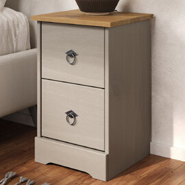 Consett Wooden Cabinet With 2 Drawers - Grey Oak