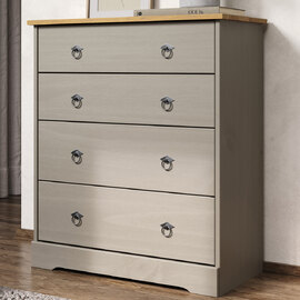 Consett Wooden Chest Of 4 Drawers - Grey Oak