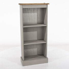 Consett Wooden Bookcase With 3 Shelves In Grey And Oak
