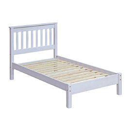 Consett Wooden Single Bed In White