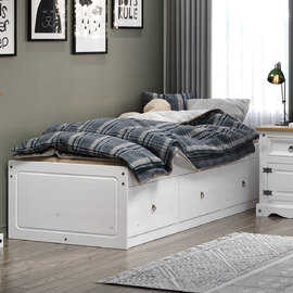 Consett Wooden Single Bed In White And Oak