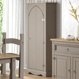 Consett Wooden Wardrobe With 1 Door In Grey And Oak