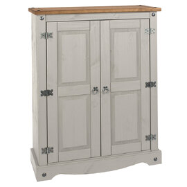 Consett Narrow Wooden Wardrobe With 2 Doors In Grey And Oak