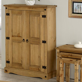 Consett Narrow Wooden Wardrobe With 2 Doors In Oak