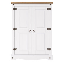 Consett Narrow Wooden Wardrobe With 2 Doors In White And Oak