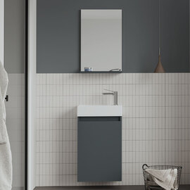 Conza Wooden Wall Mounted Vanity Unit & Basin with Mirror in Matte Anthracite