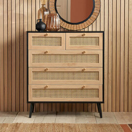 Coralie Wooden Chest Of 5 Drawers In Black Oak