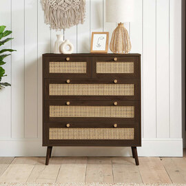 Coralie Wooden Chest Of 5 Drawers in Walnut