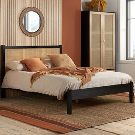 Coralie Wooden King Size Bed In Black Oak