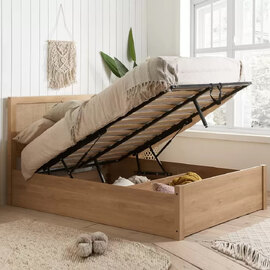 Coralie Wooden Ottoman Double Bed In Oak