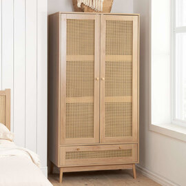 Coralie Wooden Wardrobe With 2 Doors 1 Drawer In Oak