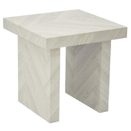 Coralville Wooden Square End Table In Herringbone Light