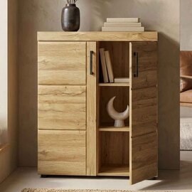 Corco Tall Wooden Shoe Storage Cabinet in Grandson Oak
