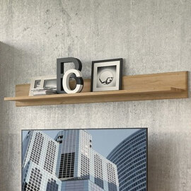Corco Wide Wooden Wall Shelf In Grandson Oak