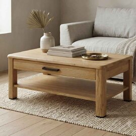 Corco Wooden Coffee Table with 1 Drawer in Grandson Oak