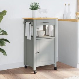 Cordova Wooden Kitchen Trolley With 1 Door 1 Drawer In Grey Brown