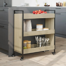 Corinth Wooden Kitchen Trolley With 3 Shelves In Sonoma Oak