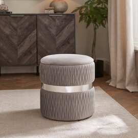 Cormeo Velvet Ottoman Storage Stool in Grey