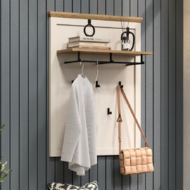 Cormilo Wooden Coat Rack in Cashmere and Stone Oak