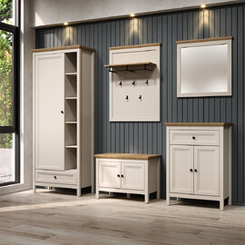 Cormilo Wooden Hallway Furniture Set in Cashmere and Stone Oak