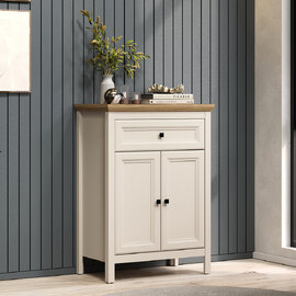 Cormilo Wooden Hallway Storage Cabinet in Cashmere and Stone Oak