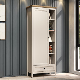 Cormilo Wooden Hallway Wardrobe with 1 Door in Cashmere and Stone Oak