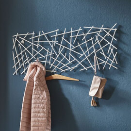 Corsicana Large Metal Wall Hung Coat Rack In White