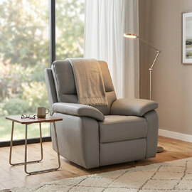 Cortina Leather Electric Recliner 1 Seater Sofa in Grey