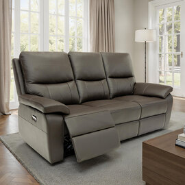 Cortina Leather Electric Recliner 3 Seater Sofa in Chocolate