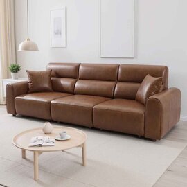 Cortland Leather 3 Seater Electric Sofa in Brown