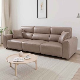 Cortland Leather 3 Seater Electric Sofa in Coffee