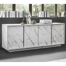 Corvi Wooden Sideboard With 4 Doors In White Marble Effect