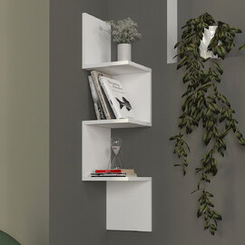 Corviano Wooden Wall Hung Shelving Unit With 3 Shelves In White