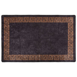 Corwin 150cm Polyester Washable Anti-Slip Rug In Black And Brown
