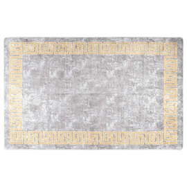 Corwin 150cm Polyester Washable Anti-Slip Rug In Grey And Gold