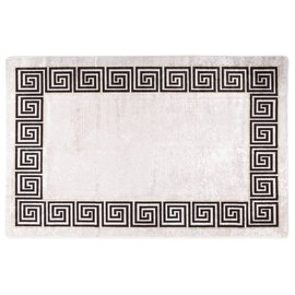 Corwin 150cm Polyester Washable Anti-Slip Rug In Light Beige And Black