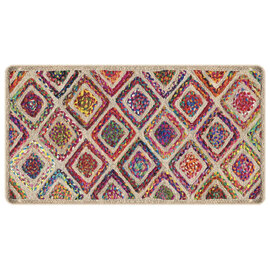 Corwin 150cm Polyester Washable Anti-Slip Rug In Multicolour And Natural