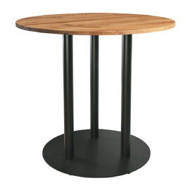 Corzano 120cm Round Solid Oak Top Bar Table with Bicton Black Base