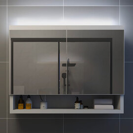 Cranbrook Bathroom Mirrored Cabinet In White With LED