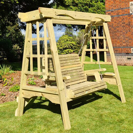Cretila Small Wooden Garden Swing Seat In Natural