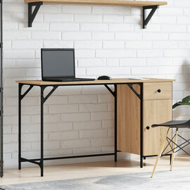 Crewe Wooden Laptop Desk With 1 Door In Sonoma Oak