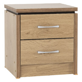 Crieff Wooden Bedside Cabinet With 2 Drawers In Oak And Walnut