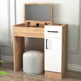 Crosaro Wooden Dressing Table with Mirror in Atlantic Pine and White