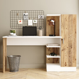 Crosaro Wooden Laptop Desk With 1 Door In Atlantic Pine And White